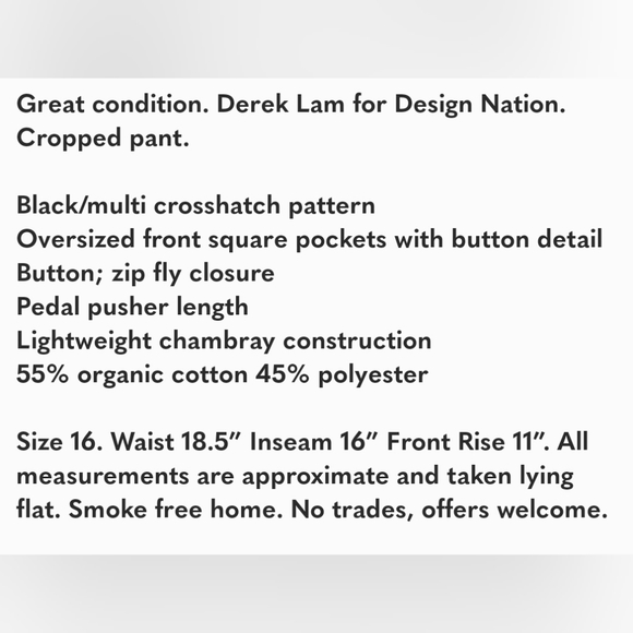 Derek Lam for Design Nation Cropped Pant Black Multi - see note regarding size - Picture 11 of 11
